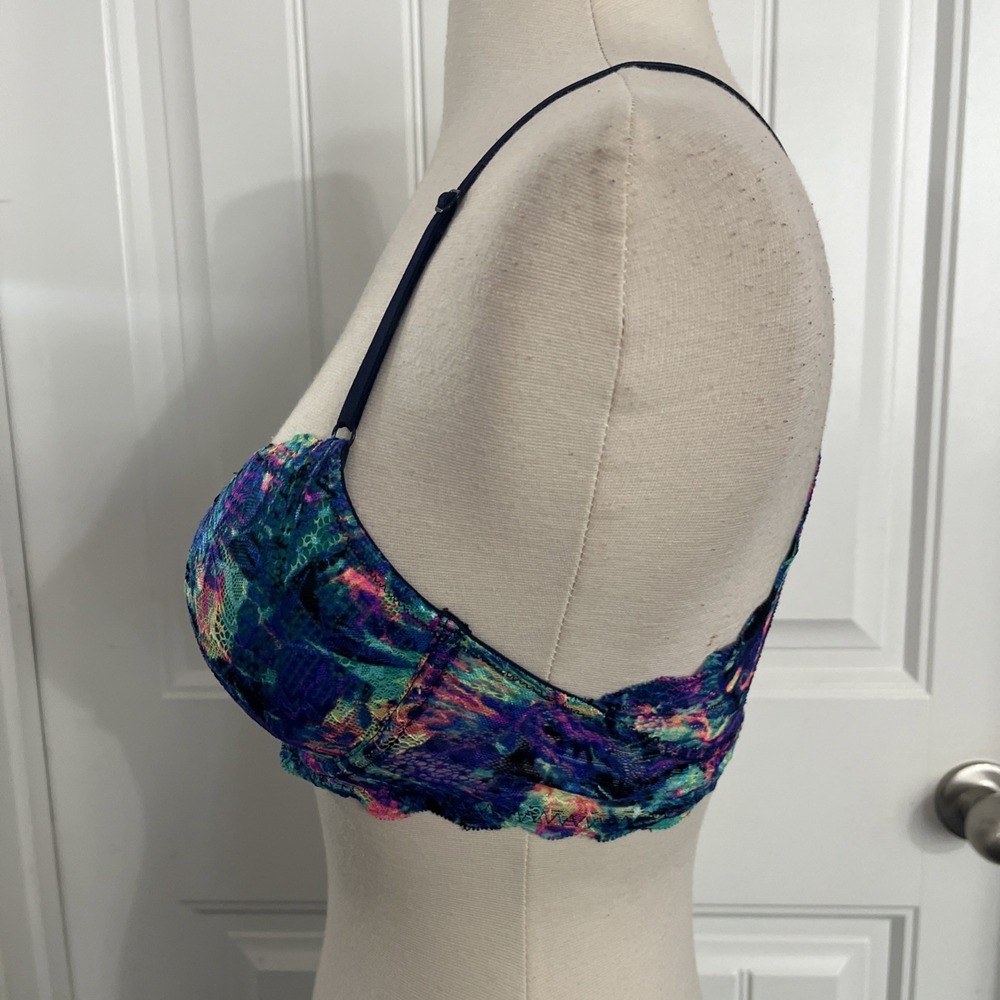 Victoria's Secret PINK The Date Front Close Light Push-Up Bra 32D Neon Print 030 - Picture 4 of 7